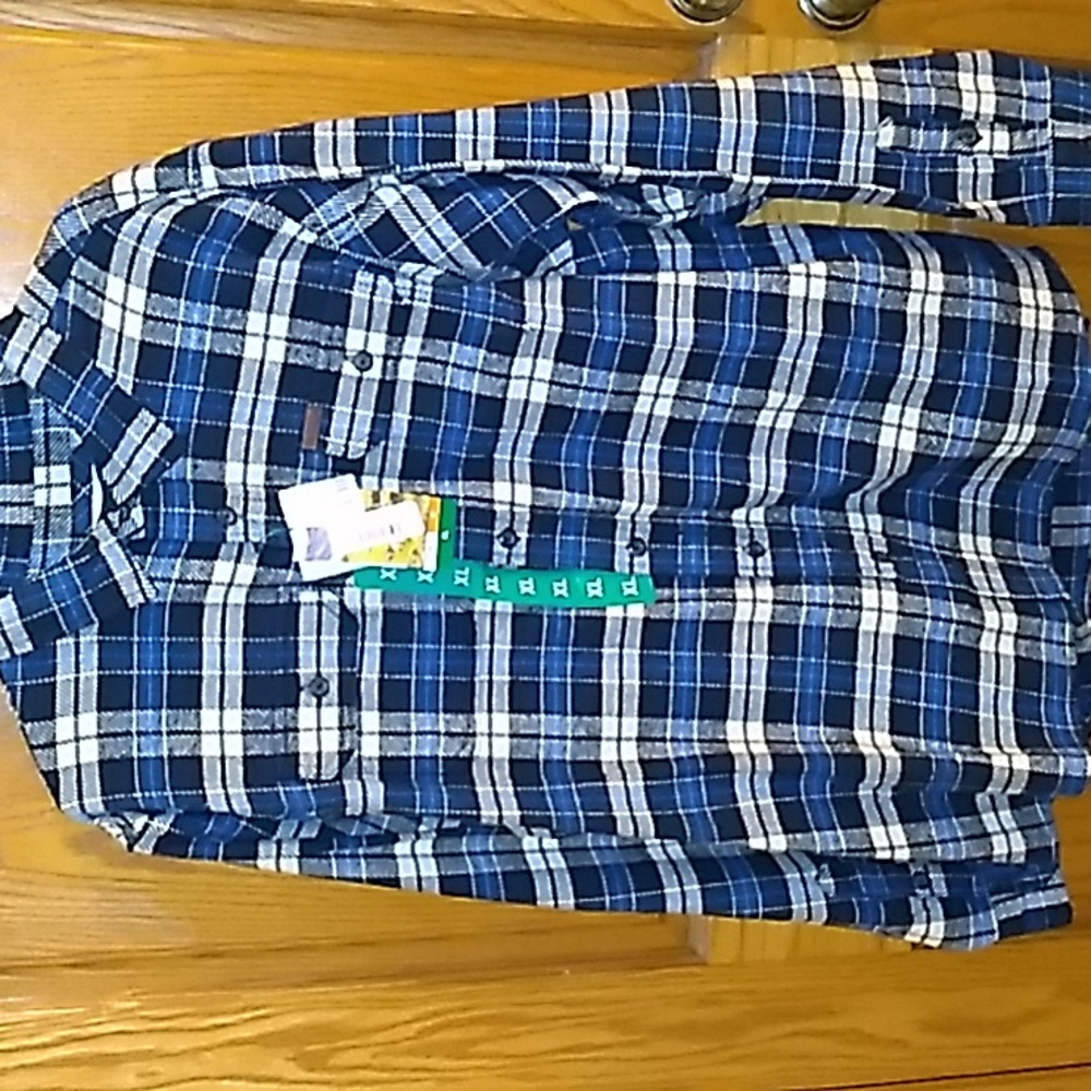Orvis navy plaid shirt
